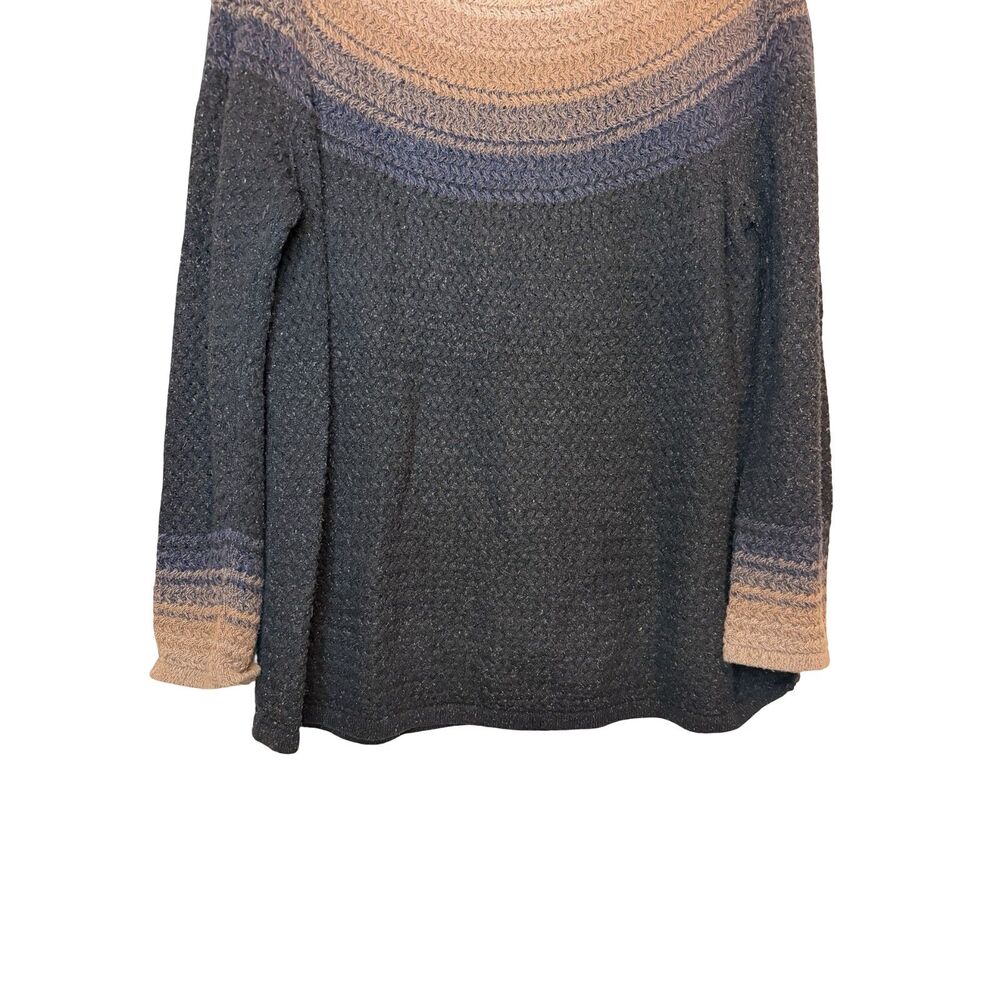 J.Jill Ombre Knit Sweater Cotton Silk Blend Navy Black Pullover Textured Sz L - Picture 4 of 7